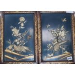 A pair of Japanese shibayama plaques with birds and insects