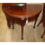 A George III mahogany twin fold over tea table W.80cm