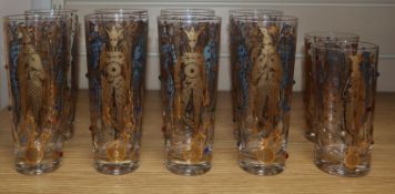 Ten Culver gilt / jewelled 'Mardi Gras' harlequin glasses