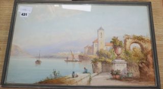 Edwin St John, (1876-1910), watercolour, 'Italian Lake Scene', signed, 29 x 49cm