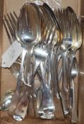 A mixed group of mainly 19th century silver flatware including fiddle pattern and Old English