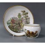 An Italian porcelain saucer c.1800-1820 and an 18th century Meissen pot