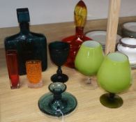 A collection of late 1960s/1970s glass including an Emoli decanter and stopper