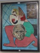 S. Salvagini, oil on canvas, Homage to Picasso, signed and dated '68, 91 x 70cm