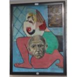 S. Salvagini, oil on canvas, Homage to Picasso, signed and dated '68, 91 x 70cm