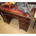 A reproduction mahogany pedestal desk W.122cm