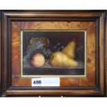 Josef Szaba, oil on panel, Still life of fruit, signed, 12 x 17cm