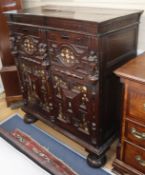 A 17th century style inlaid oak chest / cabinet W.110cm