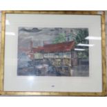 John Piper, silkscreen print, Chantrey House, Henley 1983, signed, Bohan Gallery label verso