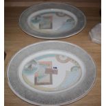 Two J Defries and Sons 'Excelsior' pattern meat platters (transfer printed in a known Old Hall