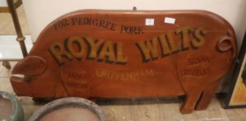 A painted wood butcher's sign W.122cm