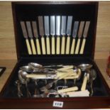 A Mappin and Webb princes plated canteen flatware, six place, 58 pieces