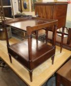 A Regency mahogany pot cupboard and a reproduction two tier table