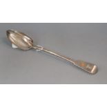 A George III silver fiddle pattern straining spoon, London, 1808, 31cm.
