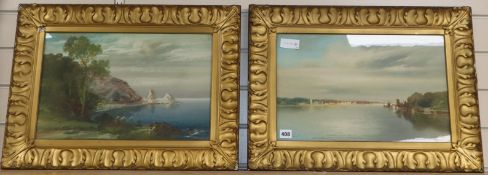 John Shapland, pair of watercolours, High Tide River Exe and Austeys Cove near Torquay, signed, 28 x