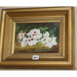 F. Villaneuva, oil on canvas, Still life of flowers, signed, 17 x 24cm