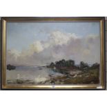 Henze, oil on canvas, Coastal landscape, indistinctly signed, 60 x 90cm