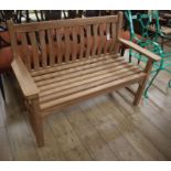 A classic style teak garden bench W.130cm