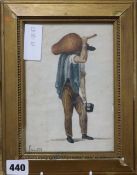 J. Stannard, watercolour, Study of an Italian wine seller, signed, 18 x 12.5cm