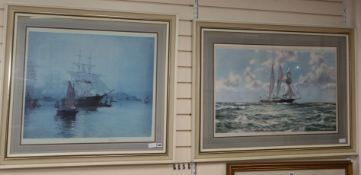 Montague Dawson, two limited edition prints, The Full Sail and Shipping in Hong Kong Harbour, both