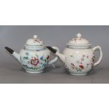 An 18th century Chinese export famille rose globular teapot, painted with flowers and another