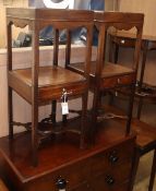 A pair of George III mahogany washstands, with mid drawers W.36cm