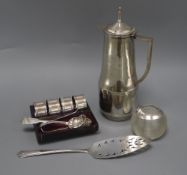 A silver-mounted match striker, mixed silver and plate