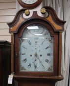 A George III oak longcase clock, Bannerman Banff H.196cm