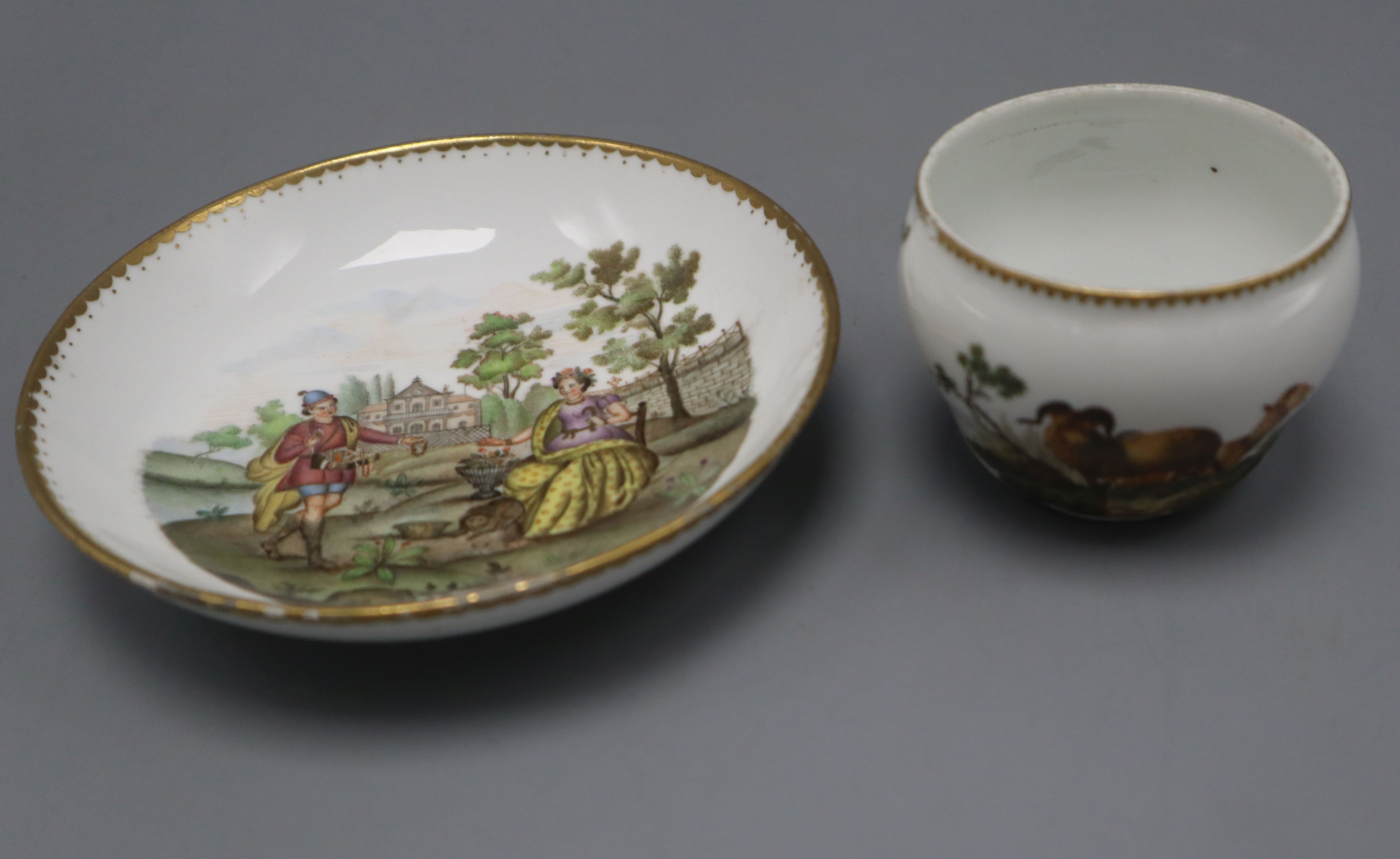 An Italian porcelain saucer c.1800-1820 and an 18th century Meissen pot - Image 4 of 4