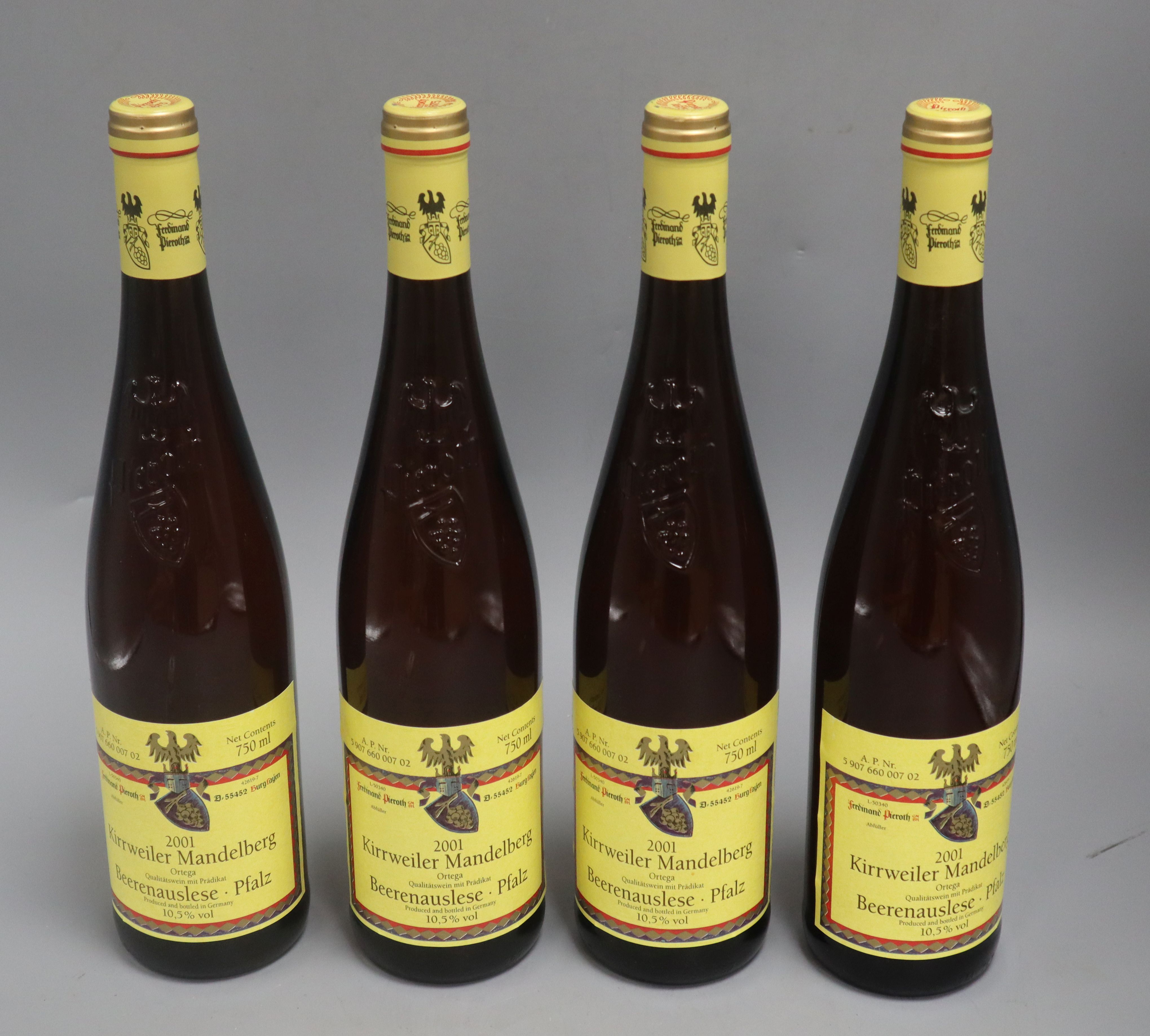 Four bottles Kirrweiler Mandelberg Ortega Beerenauslese 2001