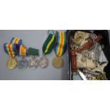 A group of assorted medals, coins etc.