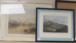 Haghe after David Roberts, original coloured lithograph, A View on The Nile, Ferry to Gizeh,