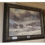 Herbert Moxon Cook (1844-1920), oil on canvas, Snow covered mountain landscape, signed, 32 x 42cm