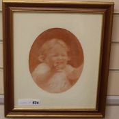 Beatrice Parsons (1870-1955), sanguine chalk, Study of an infant, monogrammed and dated 1925, 24 x