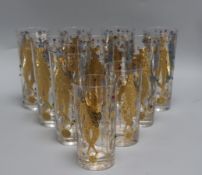 Ten Culver gilt / jewelled 'Mardi Gras' harlequin glasses