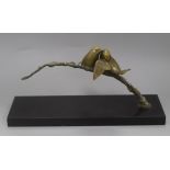 Rochard. An Art Deco French bronze of two birds on a branch, on marble base length 40cm