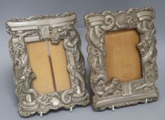 A pair of Japanese antimony 'dragon' photograph easel frames height 24cm