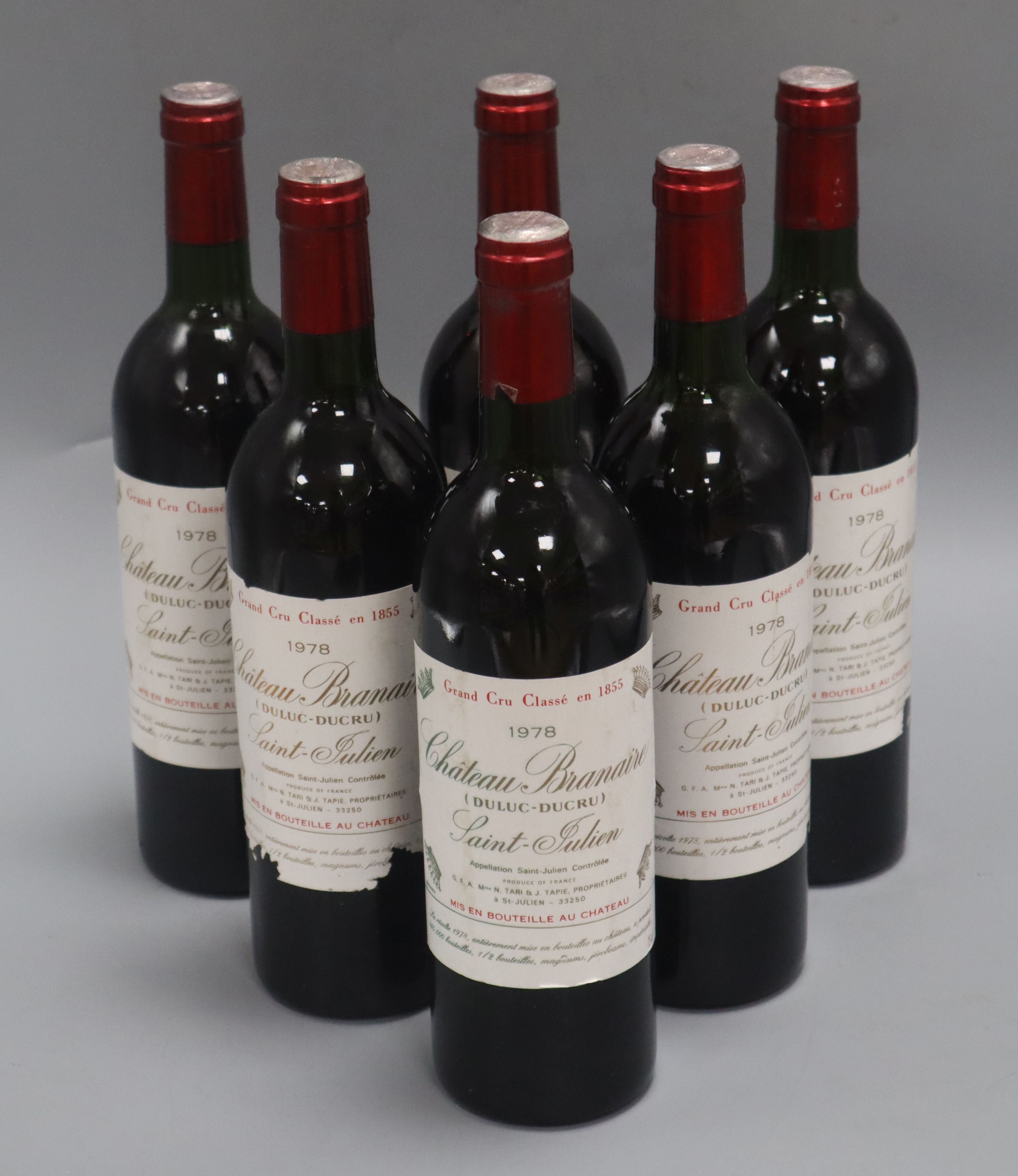 Six bottles Chateau Branaire-Ducre - Saint Julien 1978