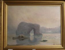 Steuart Seton, oil on canvas, Coastal landscape, signed and dated '08, 44 x 59cm