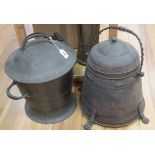 Two copper lidded coal bins