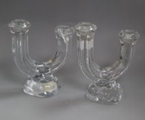 A pair of Art glass candlesticks height 19cm