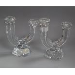 A pair of Art glass candlesticks height 19cm