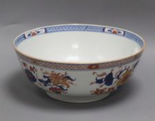 An 18th century Chinese Imari punch bowl, decorated with peonies diameter 29cm