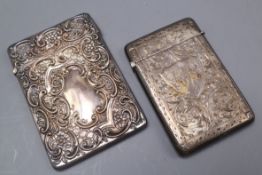 A cased George V silver card case, Crisford & Norris, Birmingham 1911 and one other silver card