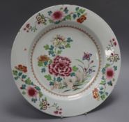 A Qianlong famille rose plate, painted with flowers diameter 35cm