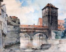 Lorenz Ritter (German 1832-1921), watercolour, Henbergsted, Nuremberg, signed, 50 x 62cm