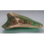 A Murano green and aventurine glass dish length 47cm