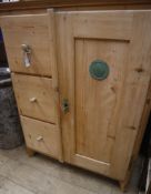 A 19th century European pine food cupboard W.98cm