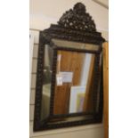 A French embossed metal wall mirror H.86cm