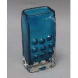 A Whitefriars kingfisher blue phone vase height 16.5cm